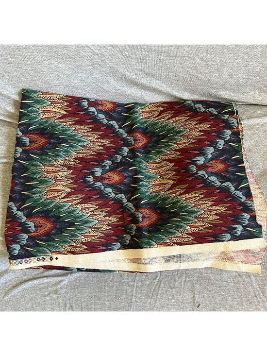 Unknown Other - Vintage Tribal Print Fabric In Bold Red Green & Yellow Tones - Cotton Blend 100%